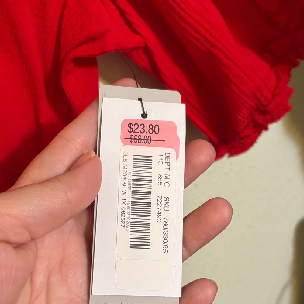 Multiples Red Blouse with Ruffle Trim - Picture 4 of 5